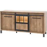 Dressoir Alva 2 deuren 1 schuifdeur melamine orange teak wood