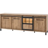 Dressoir Alva 3 deuren 1 schuifdeur in melamine orange teak wood