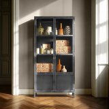 Vitrinekast Carpino 180 x 90 metaal met 2 glasdeuren