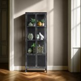 Vitrinekast Carpino 180 x 65 metaal 2 glasdeuren